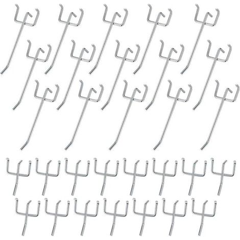 Lntyq 30 Pièces Crochets pour Panneaux Perforés, Crochets pour Panneau Perforé Porte Mural, Crochets Muraux pour Organiser Outils Établi Rayonnages de Magasins - 10cm/5cm