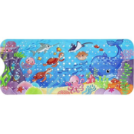Tapis de douche antidérapant 100 x 40 cm avec motif enfant, sans danger pour les enfants — (1/4)