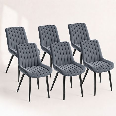 Lot de 6 chaises salle à manger havenlyhome, dossier ergonomique, assise rembourrée en velours, pour salon, cuisine, chambre à coucher, gris foncé (1/5)
