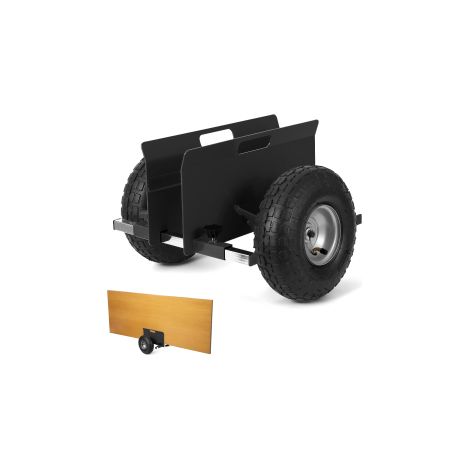Chariot de manutention plateau bois Cadre acier carbone Roues gonflables Charge181 kg Dim. 48x20.4x27 cm- Noir (1/5)