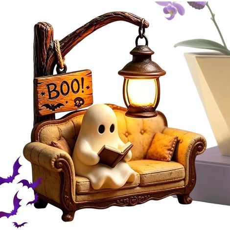 Lampe Lecture Fantôme Mignonne qui Lit un Livre Luminaire LED (1/5)