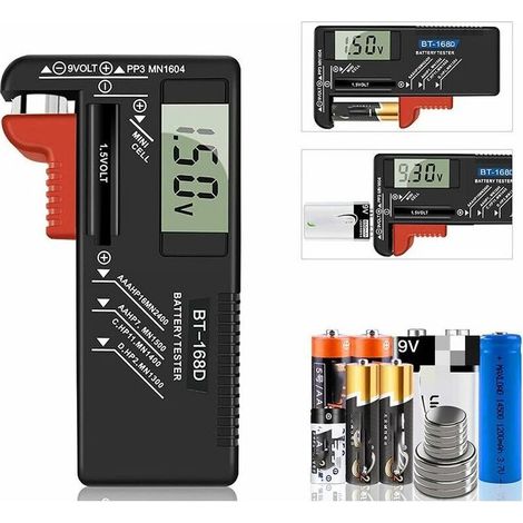 Testeur De Piles - Compatible AA AAA C D PP3 9V 1 5V Piles Bouton - Affichage LCD Sans Alimentation Externe - 1 Pièce (1/5)