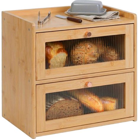 Bamboo Bread Bin, 2-Tier With Viewing Window (1/5)