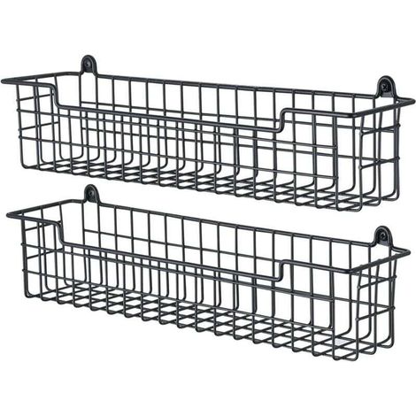 Étagère à épices murale, étagère de rangement pour porte d'armoire, lot de 2 étagères à épices murales permettant de gagner de la place pour la cuisine, noir (1/4)