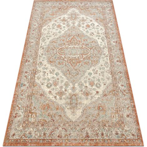 Wollteppich SOHO 477.01.LA112 OSTA - Ornament, Rosette, natural terrakotta / beige orange 135x200 cm