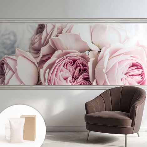 Papier peint intissé à motifs décoratifs pour salon chambre et bureau Décoration murale élégante avec colle Roses roses 250x104 cm (1/5)