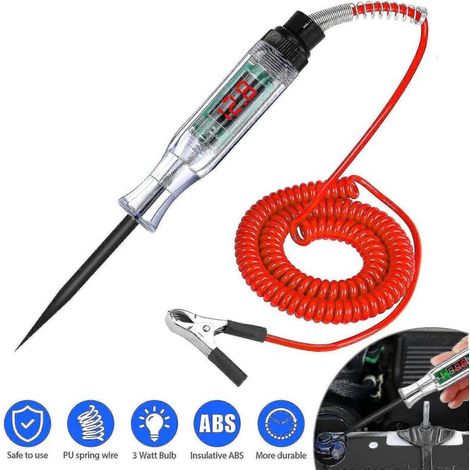 Testeur de circuit numérique LCD 3-24 V pour voiture et camion - Stylo sonde de tension