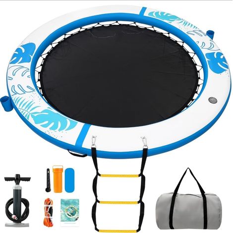 Plateforme Flottante Gonflable,240cm Ronde pour Adultes, Hamac Aquatique Flottant avec Échelle, Convient à Piscine (1/5)