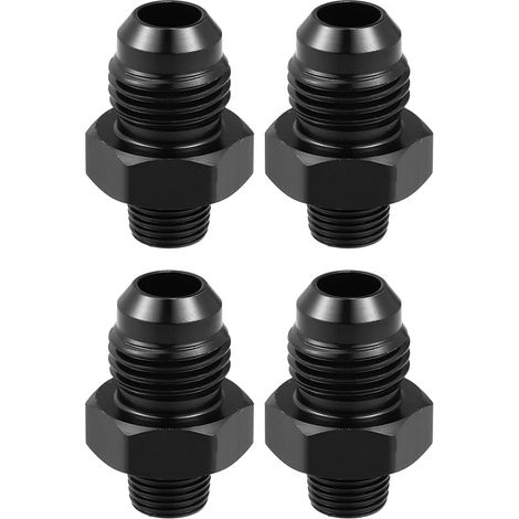4pcs AN6 Mâle à 1/8" NPT Mâle Voiture Flare Réducteur Tuyau Raccord Noir (1/4)