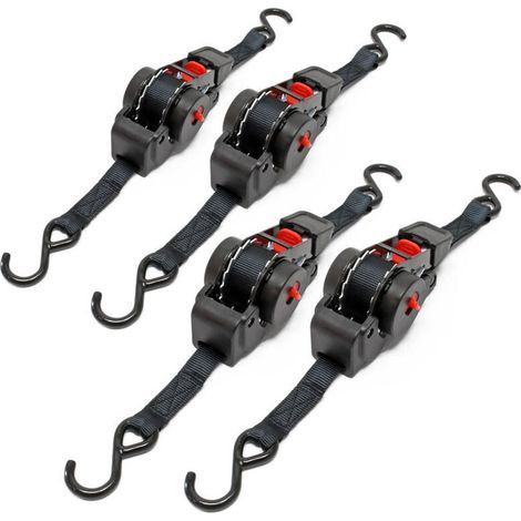 4x Sangles d'arrimage automatique 100 daN Charge de traction LGF 0,2 m LGL 1,8m PES Courroie Crochet (1/4)