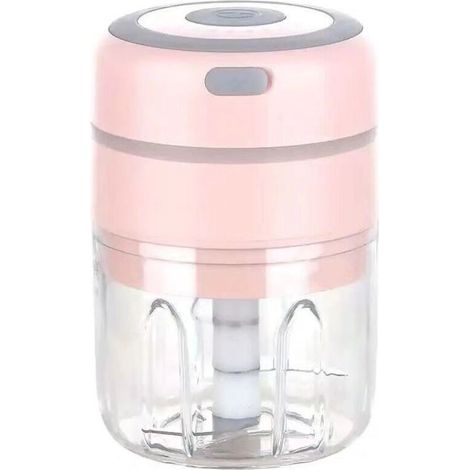 Mini picadora eléctrica para cebollas, mezclador eléctrico de cocina multifunción, recargable por USB para verduras, frutas y carne (Rosa), 8.5x8.5x13cm (1/4)