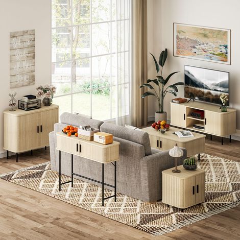 Buffet Vintage Portes Coulissantes Type Tambour Store Mobilier Intérieur Chêne Noir 90x40x75cm