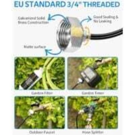 Brumisateur Exterieur, 12M Brumisateur Terrasse avec 12 Buse Brumisateur +4 Buses de Rechange+1Adaptateur (en Laiton, 3/4") Brumisateur pour Patio Jardin Serre Trampoline pour Parc Aquatique (1/5)