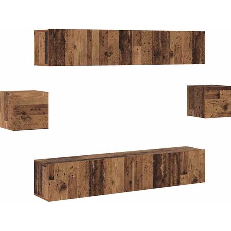 6-teiliges TV-Set Wandmontiert 6 pcs Altholz 30,5 x 30 x 30 cm vidaXL (1/5)