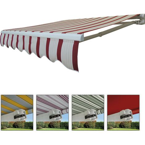 Tende da Sole a Bracci Barra Quadra con Catena Balcone Avvolgibile Alluminio - Dimensioni: 3 x 2 m - Colore: Beige (1/5)