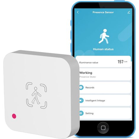 Détecteur de présence humaine WiFi : Détecteur de mouvement intelligent avec radar mmWave 2,4 GHz, positionnement de zone, alertes de notification par application, capteur d’occupation humaine en (1/5)