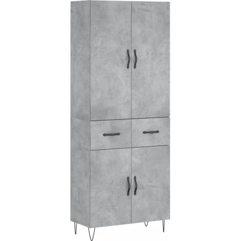 Maison Exclusive - Buffet haut Gris béton 69,5x34x180 cm Bois d'ingénierie (1/5)