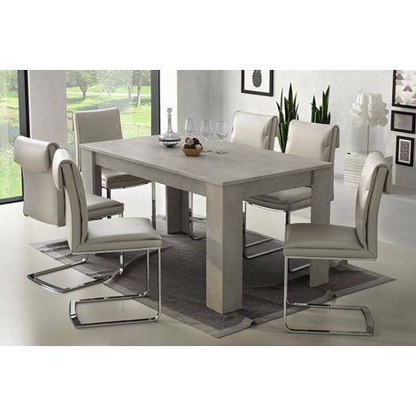 Dmora Mesa de comedor extensible, Consola extensible, Mesa moderna con extensiones, 160 / 220x88h80 cm, Color cemento, con embalaje reforzado (1/5)