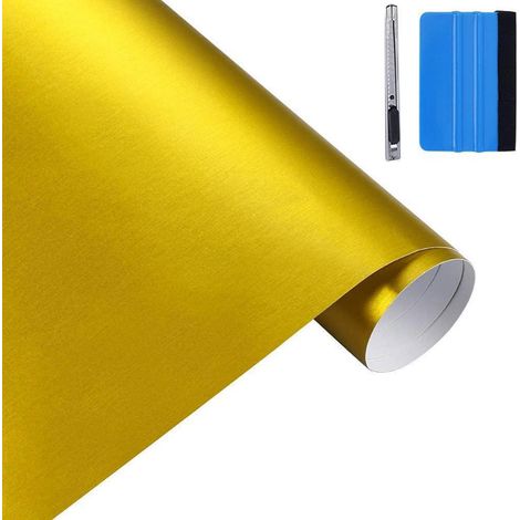 Gebürstete Edelstahl Metallic Vinyl Folie 5cm x 900cm Gold Matt Auto Wrapping (1/5)