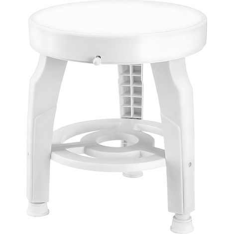 Chaise de douche ronde, tabouret réglable en hauteur rotatif à 360 degrés avec pieds d'aspiration et support de rangement, siège multifonctionnel pour intérieur ou baignoire, hôpital, adultes, personn (1/5)