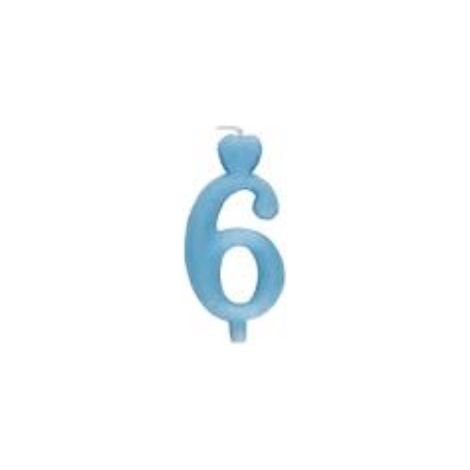 Bougie bleue en forme de cœur numéro 6