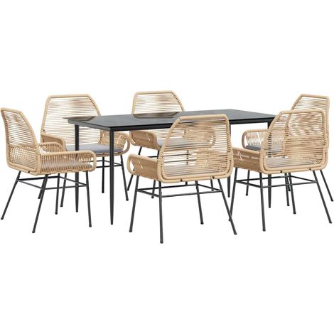 vidaXL Set Pranzo da Giardino 7pz con Cuscini Marrone Polyrattan Vetro (1/5)