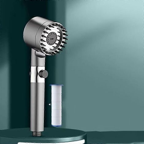 Pommeau de douche haute pression, économie d'eau, douchette massante avec 4 modes, support et filtre multifonctionnels et réglables pour embellir la peau dans la salle de bain. (1/5)