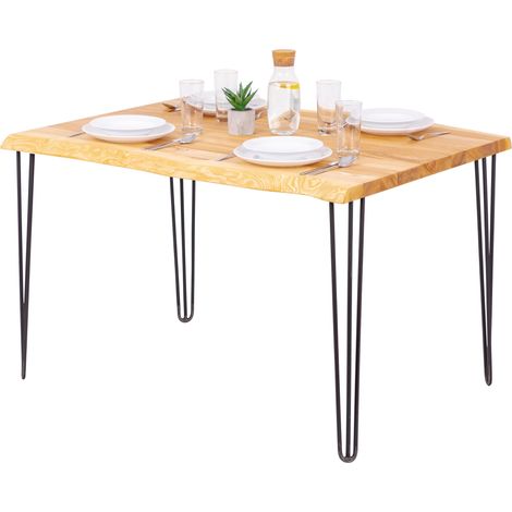 LAMO Manufaktur Table è manger 120x80x76 cm (long. x larg. x haut.), Bois massif, Creative, Frène Naturel / Acier Brut, LEB-01-A-002-0000Cr (1/5)
