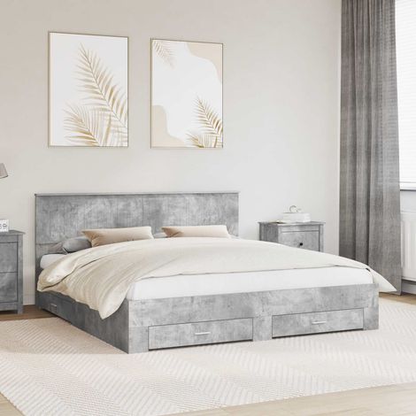 vidaXL Bed Frame Concrete Grey 180 x 200 cm Engineered Wood (1/5)