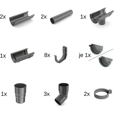 Kit Gouttière Complet 4m Graphite, Système 100 (1/2)