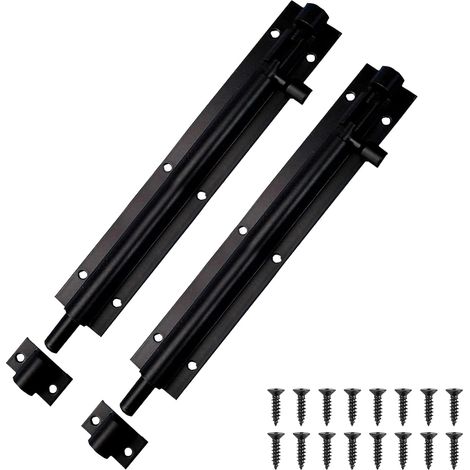 2 pièces Pêne Porte Acier Inoxydable 200mm - Verrou Coulissant Double Face - pour Portail Jardin Portes Fenêtres Clôtures - Serrure à Pêne (1/5)