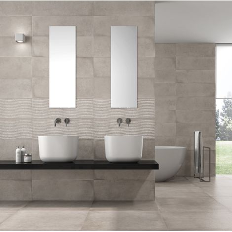 Aelle - Carrelage mur moderne gris 25x75 cm MATERIKA GREY WALL -25x75cm - Vendu par boîte de 1.32 m² (1/5)