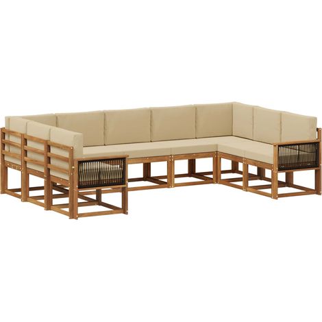 Outdoor-Sofagarnitur 9 stk. Natur und Beige Massivholz Akazie vidaXL (1/5)