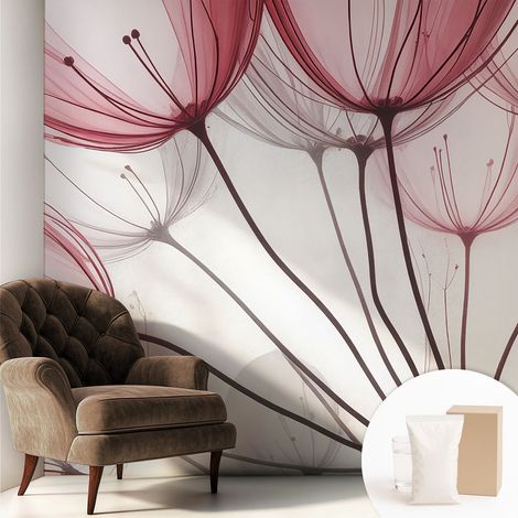 Papier peint intissé avec imprimé pour intérieur moderne application facile a motif - Colle incluse gratuite Silhouettes florales 250x250 cm (1/5)