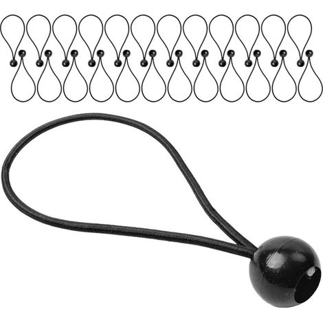 25 boules de tension de 8 pouces de long, tendeurs en caoutchouc noir de 5 mm, adaptés aux bâches, tonnelles, tentes, filets de remorque, etc. (1/5)