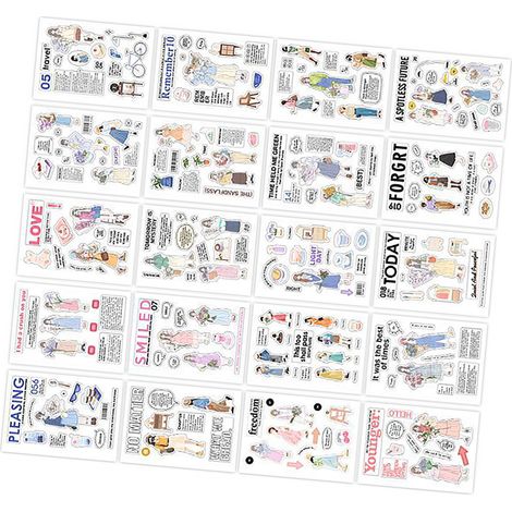 20 feuilles d'autocollants décoratifs romantiques et mignons à faire soi-même pour album photo/scrapbooking (Type 1)