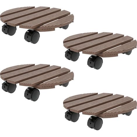 Support Pour Plantes - Plateau Rond Ø30 Cm Sur Roulettes - Intérieur Et Extérieur - Lot De 4 (1/5)