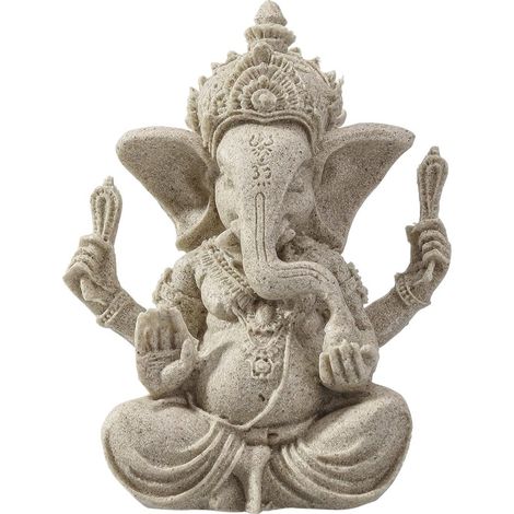 Sculpture d’éléphant Ganesha en grès, faite main – DELKEVIC