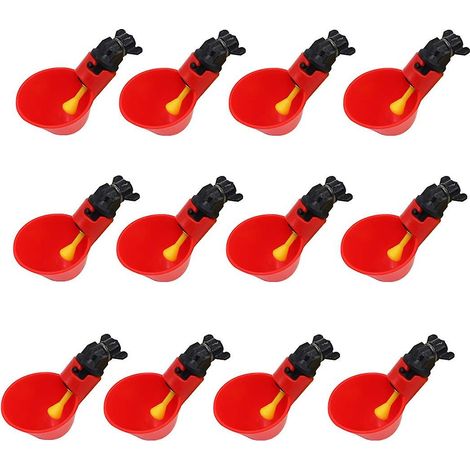 Set mit 12 automatischen Geflügeltränken (Küken, Wachteln, Enten und andere Vögel) - Kunststoffnäpfe für Hühner (1/4)