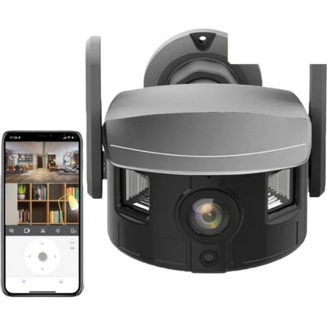 Caméra de sécurité à domicile Caméra 4K 8MP grand Angle 180 °, Double sortie d'écran, caméra extérieure étanche IP67, contrôle PTZ, application de suivi AI, avertissement automatique(8MP None Card) (1/5)