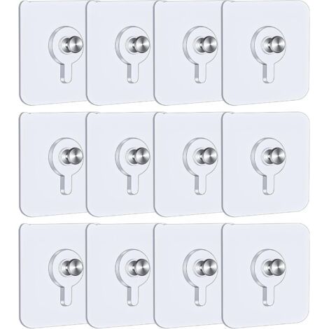 12 Pcs Crochet Cadre Mural Adhésif, 5,5 x 5,5 cm Crochet Tableau sans Percer avec Vis Détachables, Crochet Adhésif Transparent pour Cadres Photo Affiches Tableaux (1/5)