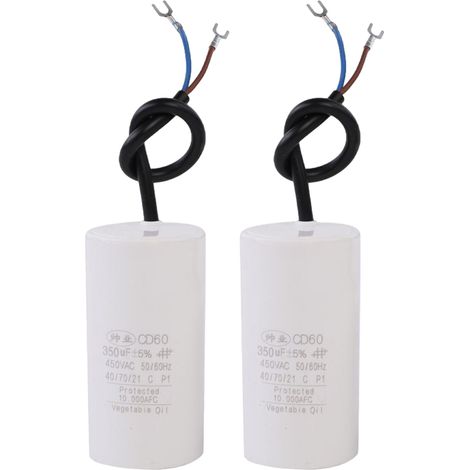 Condensateur CBB60 30uf AC 450V 2 Fils 50/60HZ Cylindre 95x44mm pour Eau Pompes Laver Machines Moteur Démarrage 2Pcs