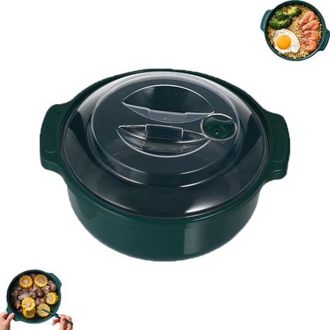 Bol de conservation alimentaire - Bol japonais pour nouilles instantanées compatible micro-ondes avec couvercle - Bol à soupe/boîte à lunch - Vert - Bol de conservation hermétique en plastique - Convi (1/5)