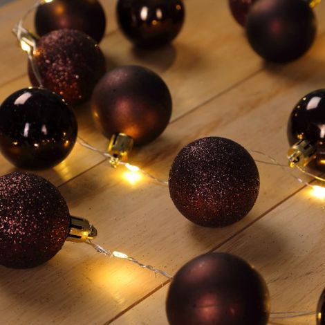 Guirlande de Noël Boules et LED sapin 2m MARRON (1/5)