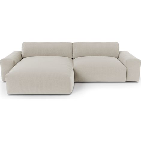 Canapé angle gauche 4 places en tissu tramé toucher doux  beige BLISS (1/5)