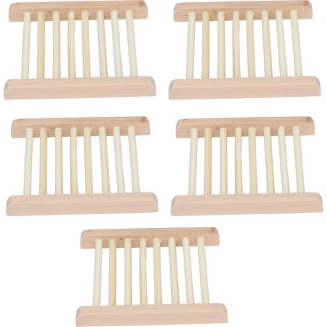 Set mit 5 umweltfreundlichen Seifenschalen aus Bambus, kreativ, rutschfest und wasserdicht für das Badezimmer (1/5)
