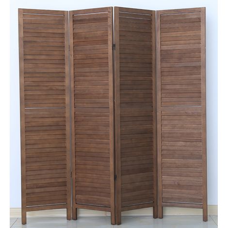 Pegane – Paravent 4 pans en bois brun – Dimensions H170 x L160cm – Design décoratif pour séparation d'espace – Idéal pour intérieur