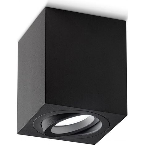 Plafoniera gea led notus q led lampada soffitto parallelepipedo orientabile moderna alluminio interni gu10, finitura metallo nero opaco