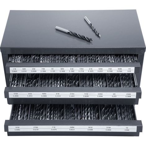 Armoire de distribution de forets, 3 tiroirs, organiseur en acier pour forets de 1,59 à 12,7 mm, avec étiquettes, empilable. (1/5)