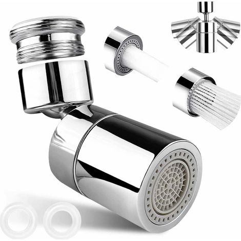 Filtro aeratore per rubinetto del lavandino, doppia funzione, risparmio idrico (1 pz), aeratore girevole a 360 gradi per il risparmio idrico per rubinetto della cucina/bagno (1/4)